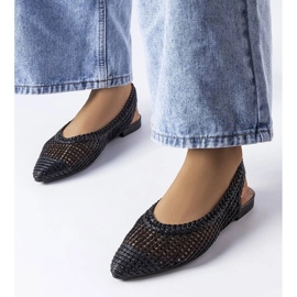 D/GMR Černé prolamované balerínky s otevřeným podpatkem od Maheu černý